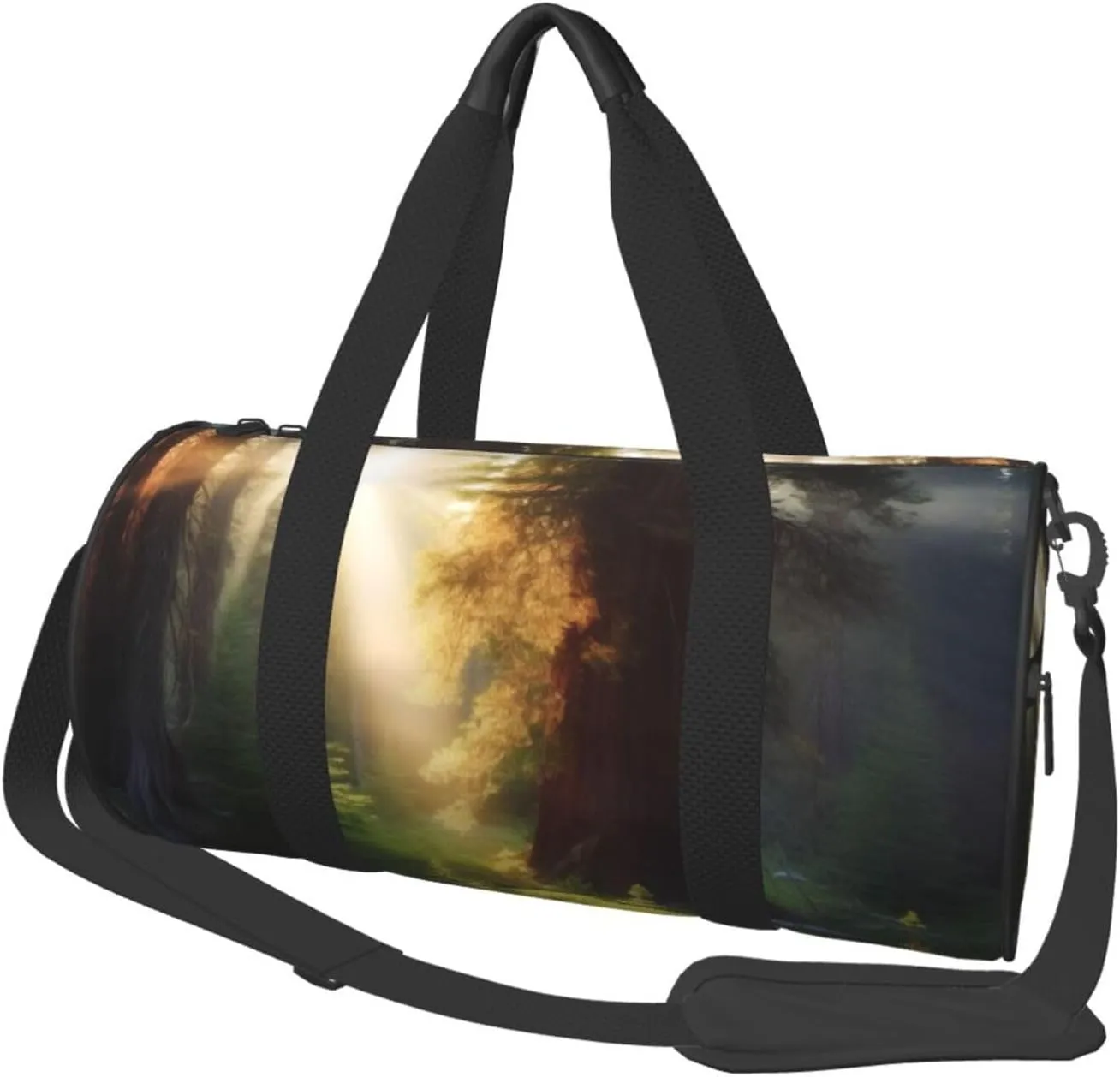 Travel Duffle Bag Weekender Bags for Men Women with Shoe Compartment Large Capacity Weekender Overnight Bag Morning Sunlight in Wilderness Carry On Tote Bags Sport Gym Bag for Travel Yoga, Black, One