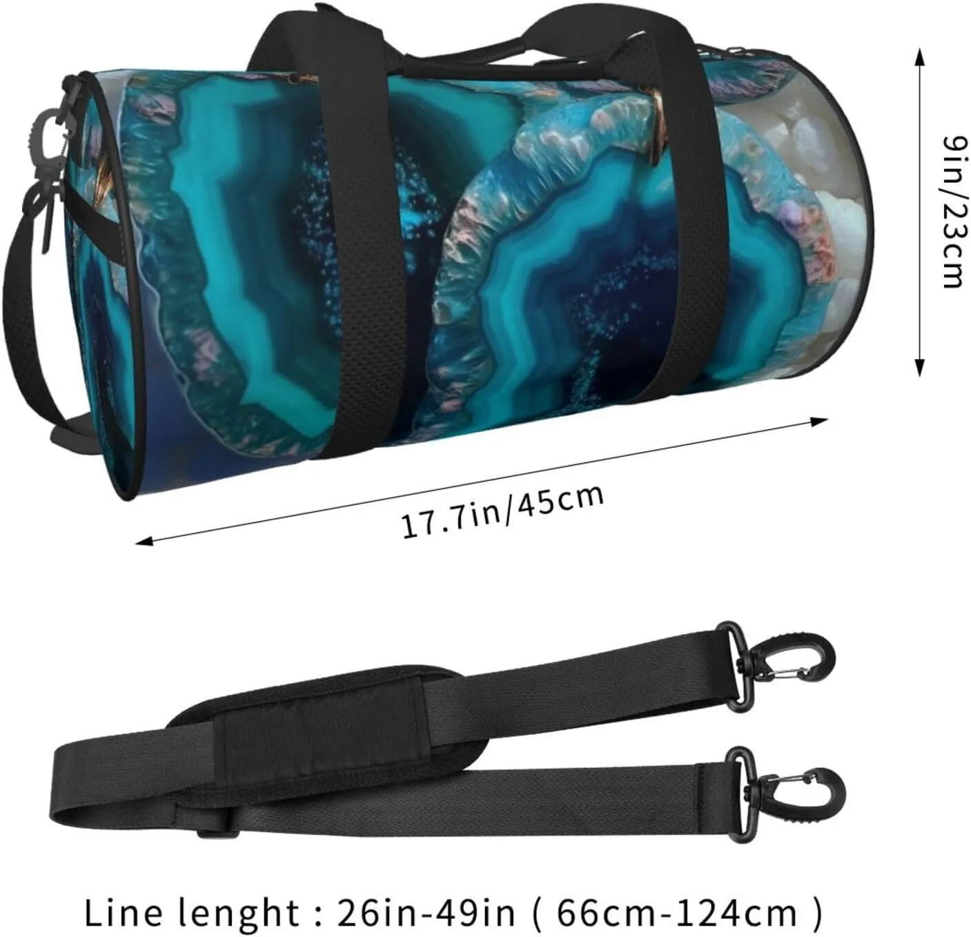 Travel Duffle Bag Weekender Bags for Men Women with Shoe Compartment Large Capacity Weekender Overnight Bag Teal Agate Carry On Tote Bags Sport Gym Bag for Travel Yoga