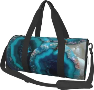 Travel Duffle Bag Weekender Bags for Men Women with Shoe Compartment Large Capacity Weekender Overnight Bag Teal Agate Carry On Tote Bags Sport Gym Bag for Travel Yoga