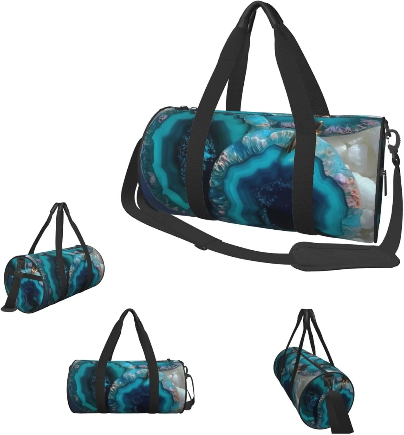 Travel Duffle Bag Weekender Bags for Men Women with Shoe Compartment Large Capacity Weekender Overnight Bag Teal Agate Carry On Tote Bags Sport Gym Bag for Travel Yoga