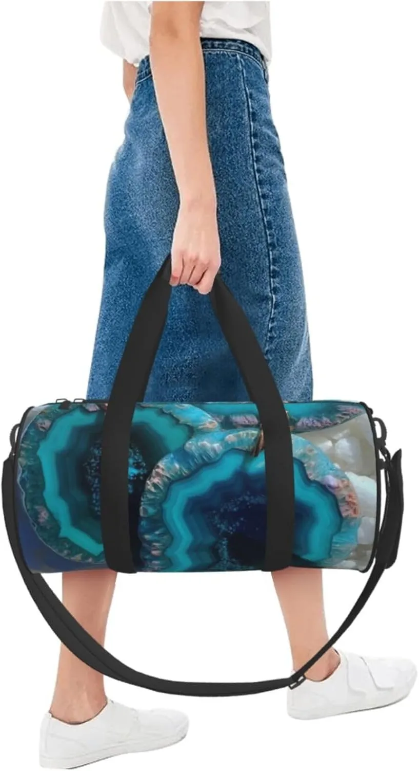 Travel Duffle Bag Weekender Bags for Men Women with Shoe Compartment Large Capacity Weekender Overnight Bag Teal Agate Carry On Tote Bags Sport Gym Bag for Travel Yoga