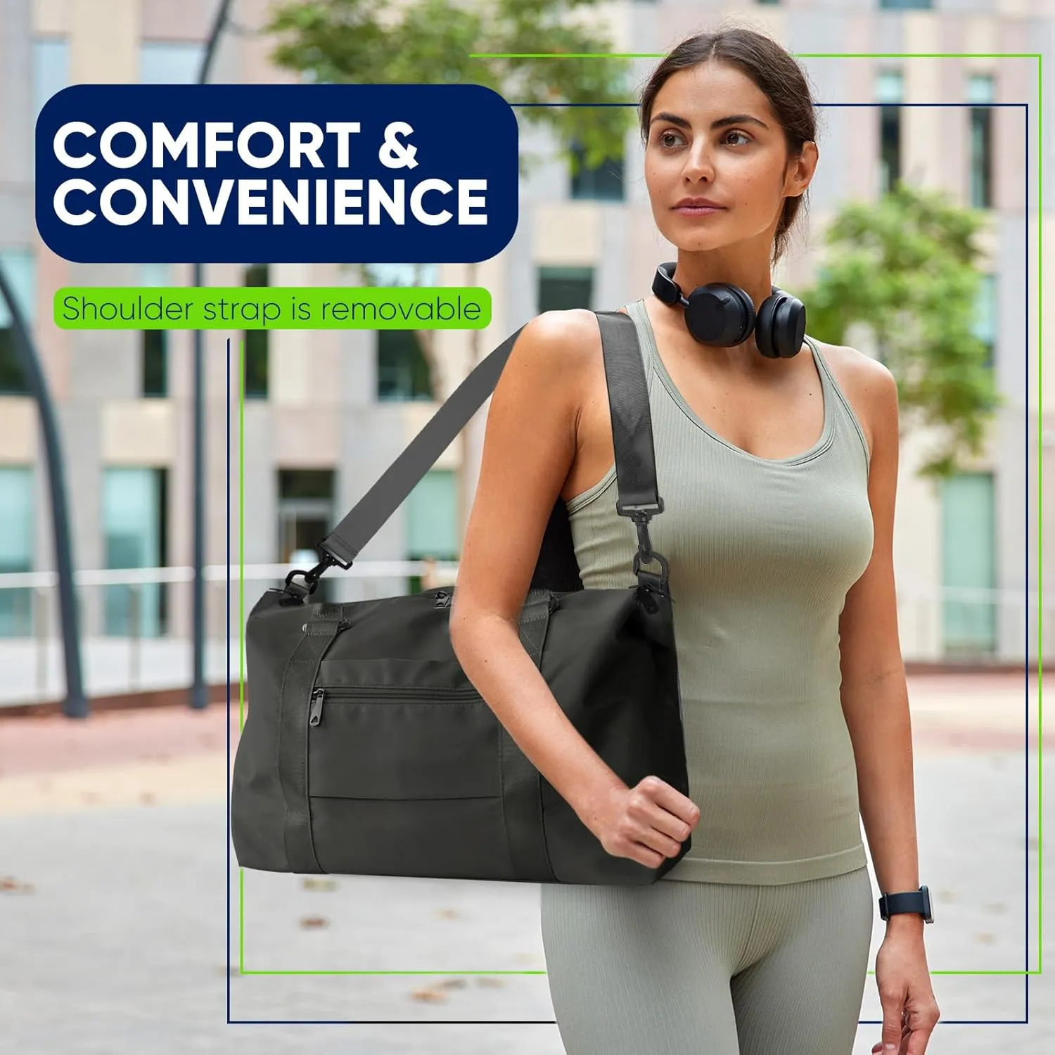 Travel Duffle Bag, Weekender Travel Bag Men Small Gym Bag for Women, Hospital Bag for Labor and Delivery, Overnight Bag Luggage Bag with Trolley Sleeve, Airplane Travel Essentials for Flying(Black)