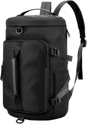 Travel Duffle Bag with Separate Shoes Compartment Wet Dry Separation Travel Backpack Waterproof Gym Luggae Bag Black Duffle