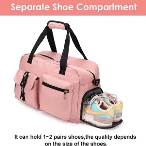 Travel Gym Duffle Bag Dance Sports Handbag Wet Pocket Shoe Compartment Shopping Hospital Overnight Lightweight Gear Backpack