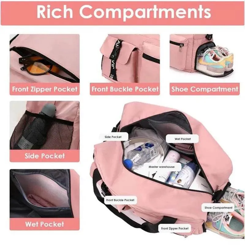 Travel Gym Duffle Bag Dance Sports Handbag Wet Pocket Shoe Compartment Shopping Hospital Overnight Lightweight Gear Backpack