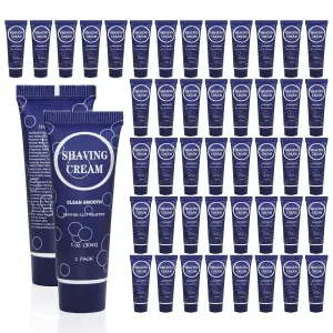 Travel Shaving Cream for Men, Individually Wrapped Mini Shaving Cream in Bulk, Disposable Travel Size Toiletries Amenities Vacation for Hotel, Shelter/Homeless/Nursing Home/Charity 1 oz (Pack of 60)