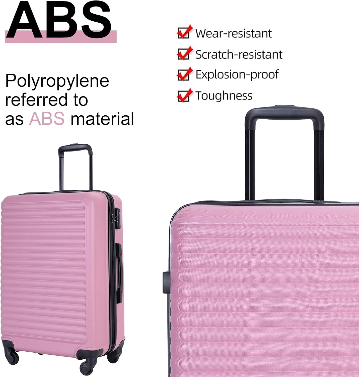 Travelhouse Luggage Sets, Expandable Hardside Suitcases 24in/28in, Carry on 20in,3 Piece Set Travel Luggages Clearance with Double Spinner Wheels TSA Lock Lightweight (2085-Pink)