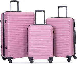 Travelhouse Luggage Sets, Expandable Hardside Suitcases 24in/28in, Carry on 20in,3 Piece Set Travel Luggages Clearance with Double Spinner Wheels TSA Lock Lightweight (2085-Pink)