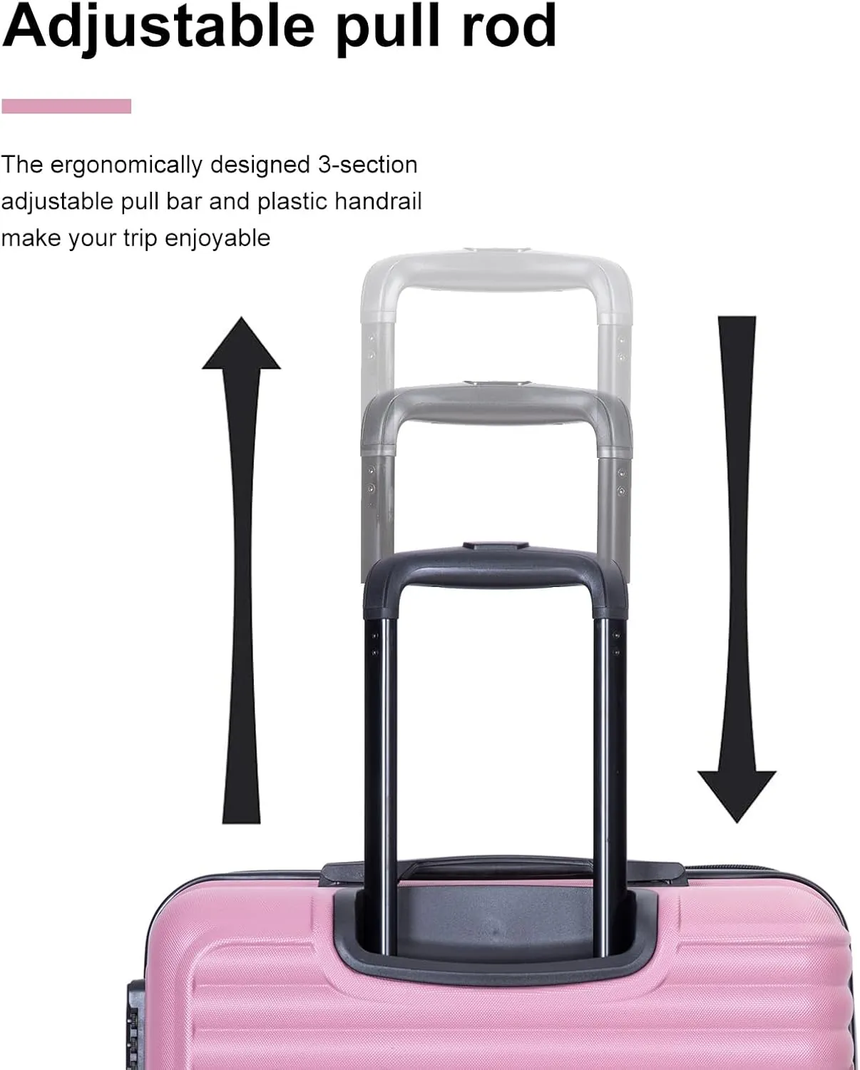 Travelhouse Luggage Sets, Expandable Hardside Suitcases 24in/28in, Carry on 20in,3 Piece Set Travel Luggages Clearance with Double Spinner Wheels TSA Lock Lightweight (2085-Pink)