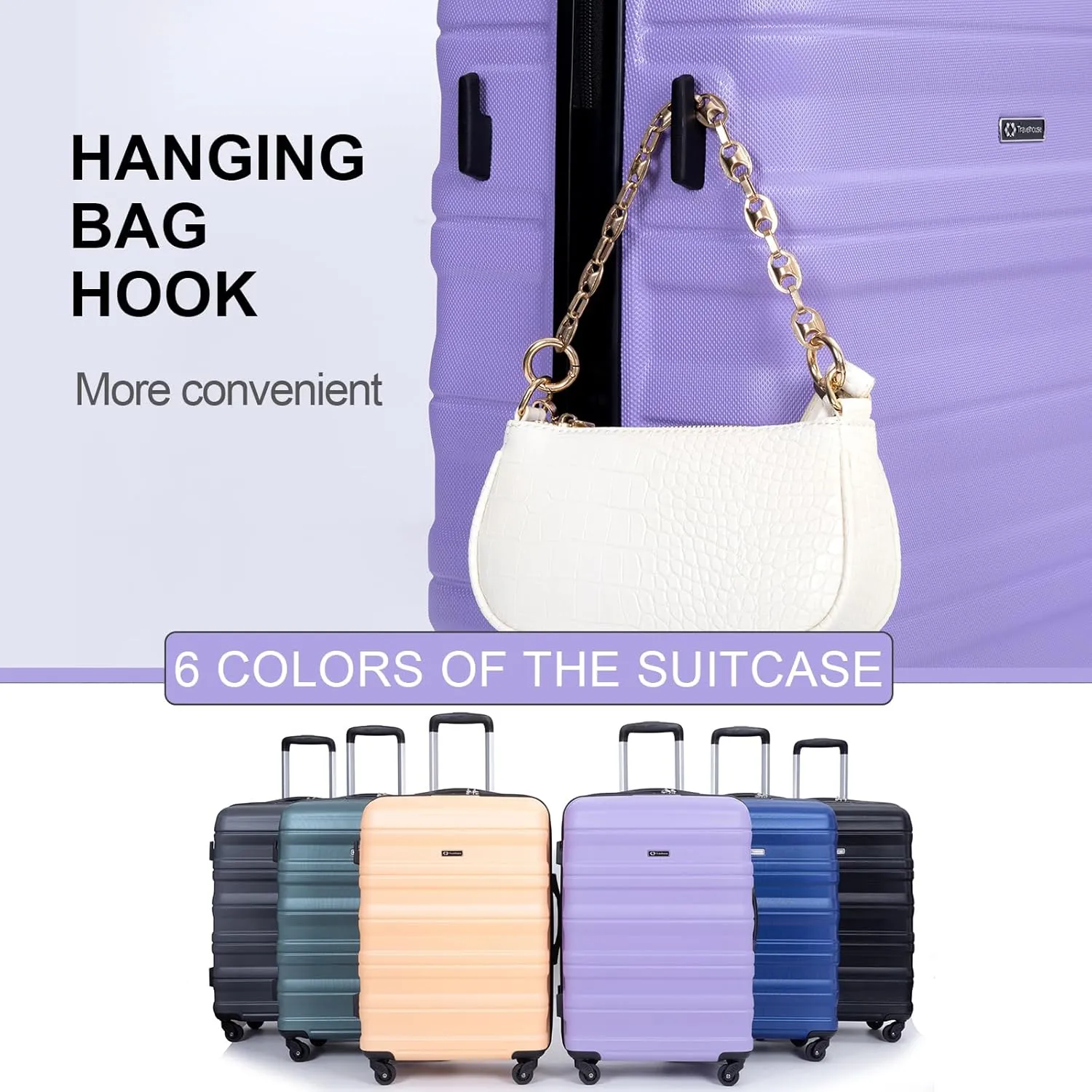 Travelhouse Luggage Sets, Expandable Hardside Suitcases 24in/28in, Carry on 20in,3 Piece Set Travel Luggages Clearance with Double Spinner Wheels TSA Lock Lightweight (Purple-66)