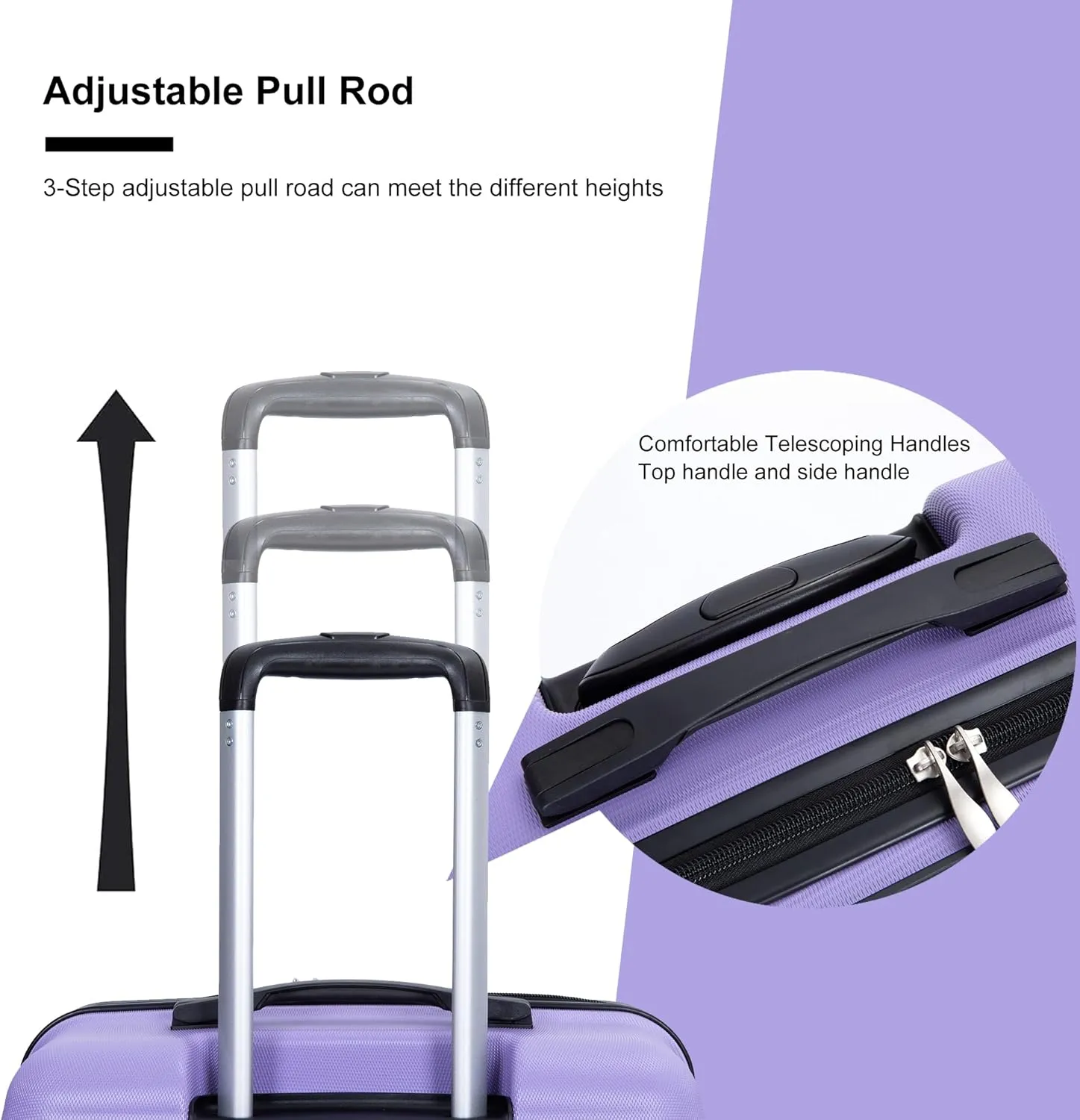 Travelhouse Luggage Sets, Expandable Hardside Suitcases 24in/28in, Carry on 20in,3 Piece Set Travel Luggages Clearance with Double Spinner Wheels TSA Lock Lightweight (Purple-66)
