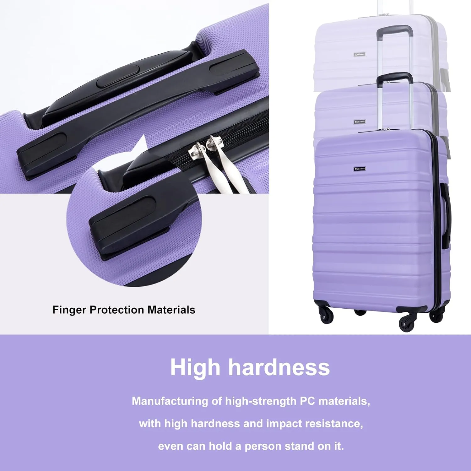 Travelhouse Luggage Sets, Expandable Hardside Suitcases 24in/28in, Carry on 20in,3 Piece Set Travel Luggages Clearance with Double Spinner Wheels TSA Lock Lightweight (Purple-66)
