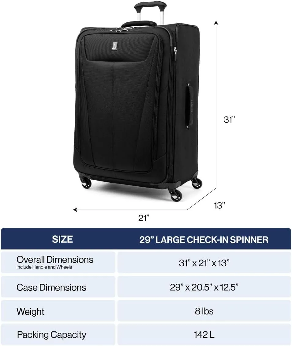 Travelpro Maxlite 5 Softside Expandable Checked Luggage with 4 Spinner Wheels, Lightweight Suitcase, Men and Women, Dusty Rose Pink, Checked Large 29-Inch