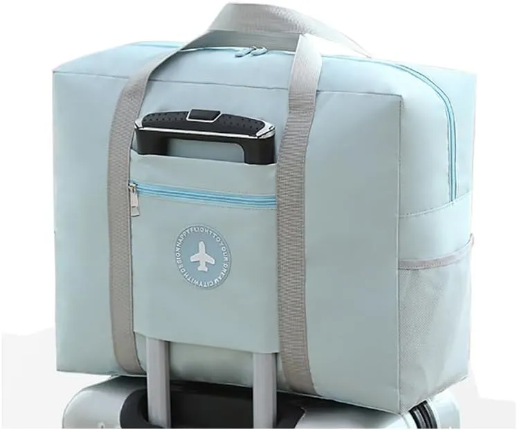 Travels Duffle Weekender Bags Large Overnight Weekend Tote Bag Personal Item Bags with Trolley Sleeve for Airplanes (Large-Blue)