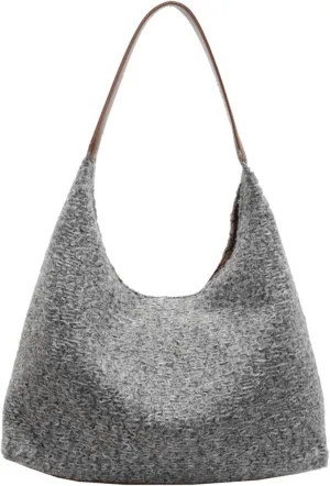 Trendy Wool Felt Shoulder Bag Women Fall Winter 2024 Casual Lazy Style Handbag PU Leather Strap Tote Underarm Bag