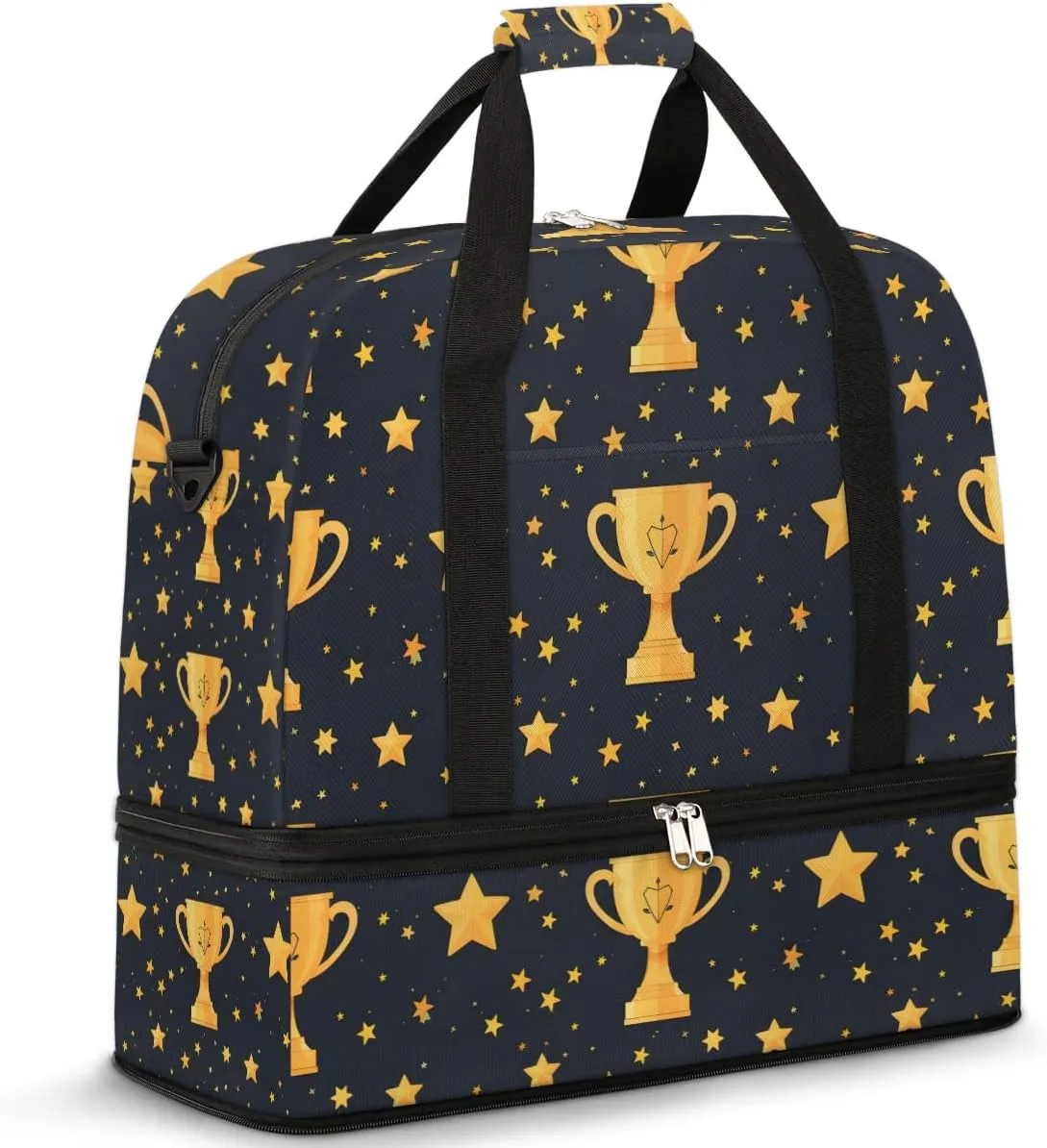 Trophy Star Victory Travel Duffel Bag for Women Men Weekender Overnight Bag with Shoe Compartment Foldable Sports Gym Luggage Bag