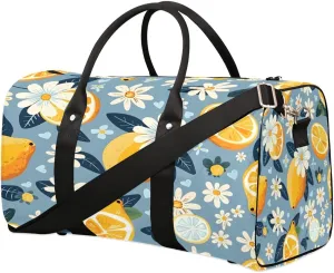 Tropic Fruits Leaves Daisy Flowers Travel Duffel Bag for Women Men Foldable Sport Gym Tote Bag Lightweight Waterproof Weekender Overnight Bag for Weekend Holiday Gym Swim Yoga