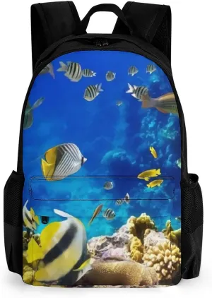 Tropical Fish with Coral Reef Travel Backpack 16.1" * 12.6" * 6.7" Laptop Bag Business Daypack Travel Gear for Work Office