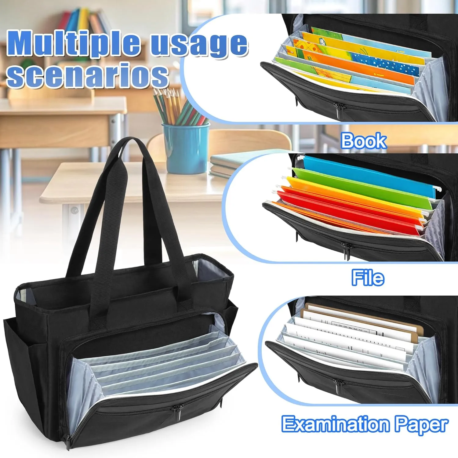 Trunab Teacher Laptop Tote Bag with Expanding File Folder Pocket, Nurse Utility Tote Bag for Women, Office Laptop Briefcase