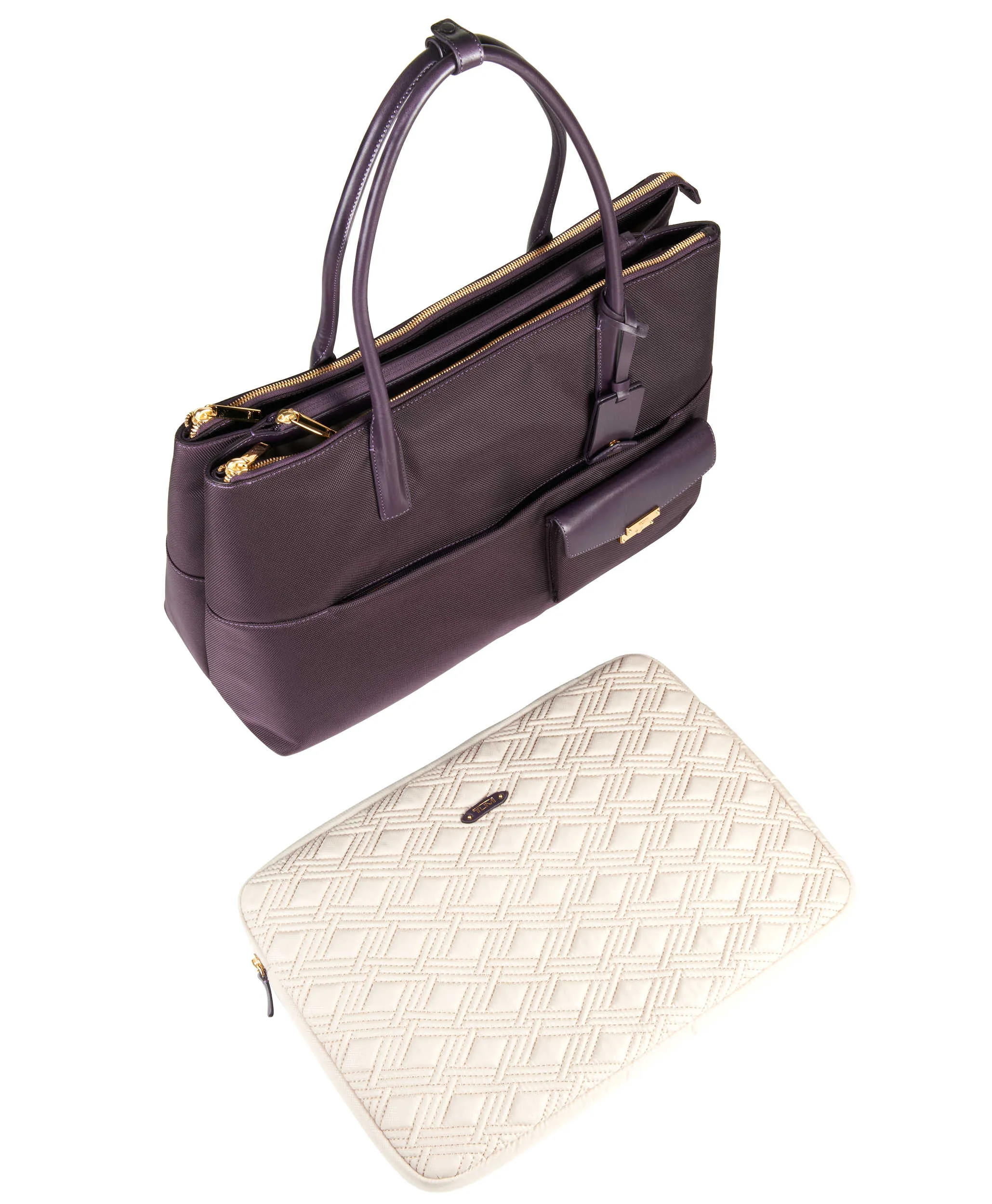 TUMI Larkin Hayes Triple Compartment Tote Aubergine