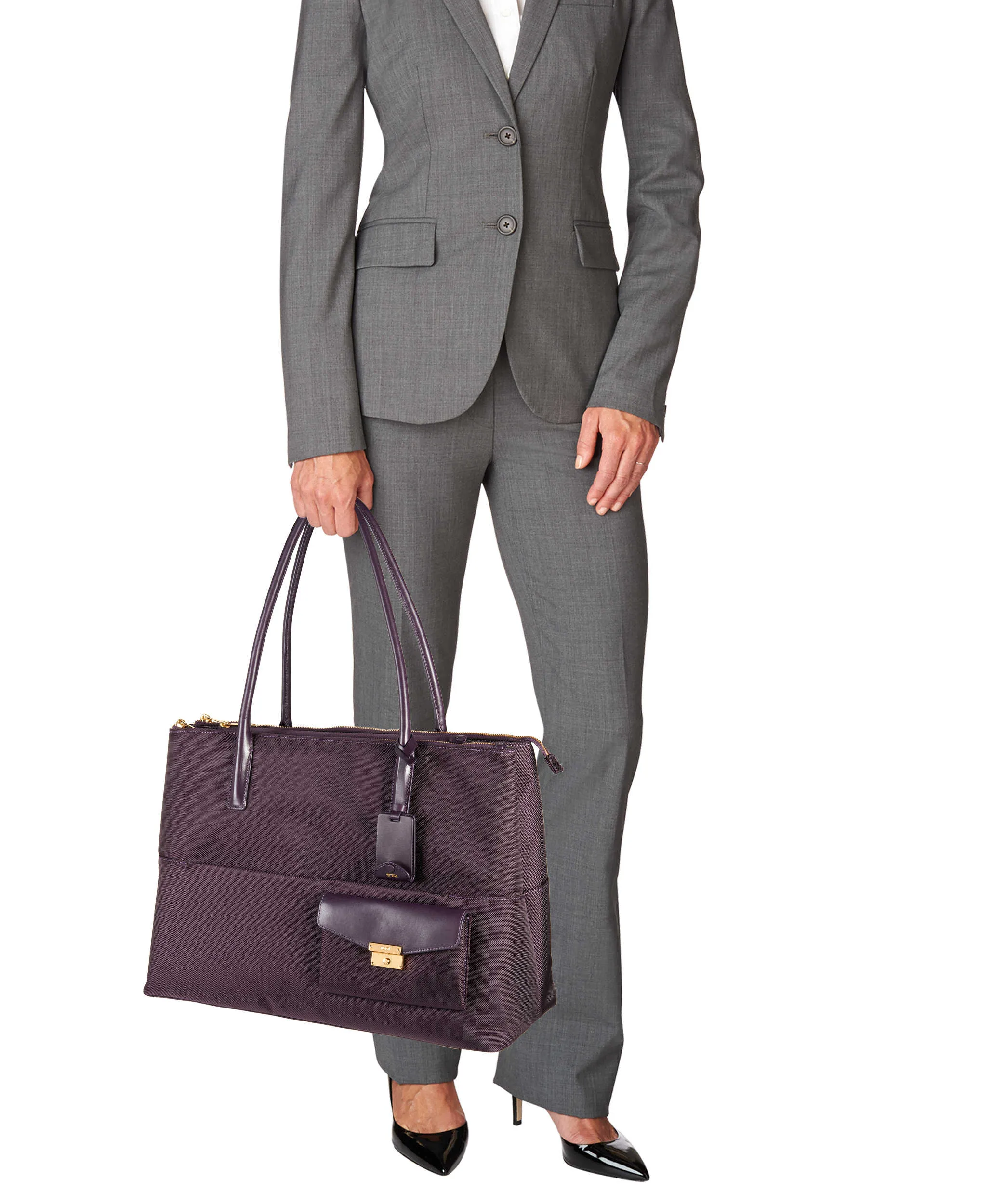 TUMI Larkin Hayes Triple Compartment Tote Aubergine
