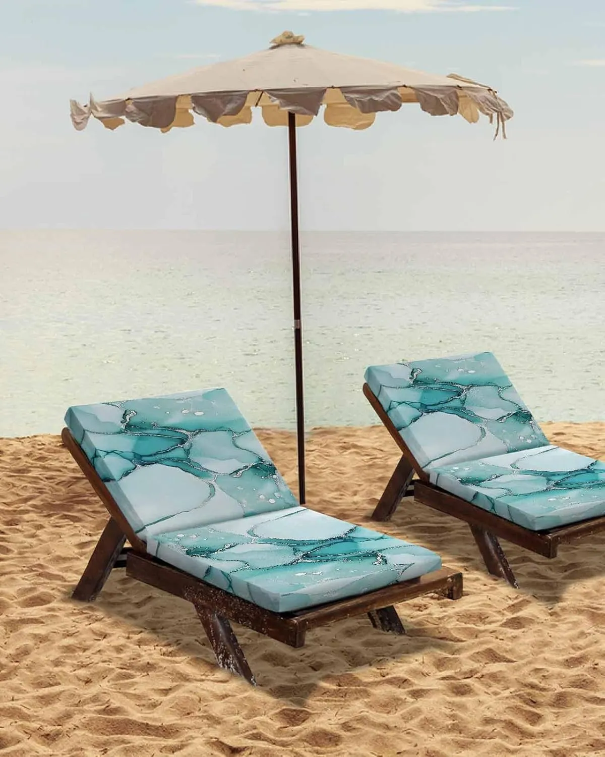 Turquoise Marble Outdoor Cushion Chair Cover Set of 4 - Waterproof Couch Seat Covers, Nature Marble Crack Country Retro Patio Furniture Protector Cushions Slipcovers for Sofa/RV, 22"x22"x4"