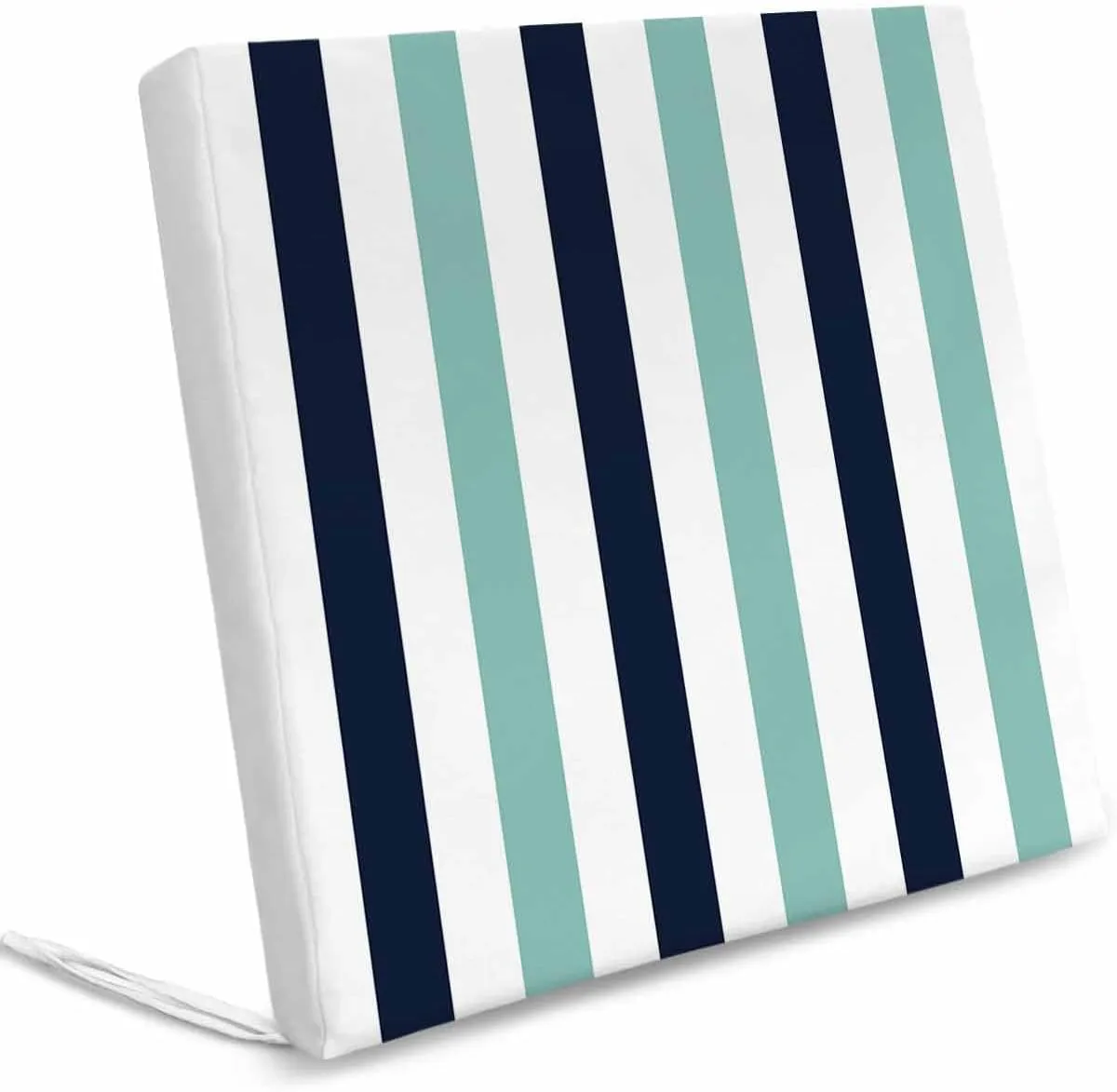 Turquoise Navy Blue Striped Outdoor Cushion Chair Cover Set of 4 - Waterproof Couch Seat Covers, Farmhouse Stripe Art Patio Furniture Protector Cushions Slipcovers for Sofa/RV, 22"x20"x4"