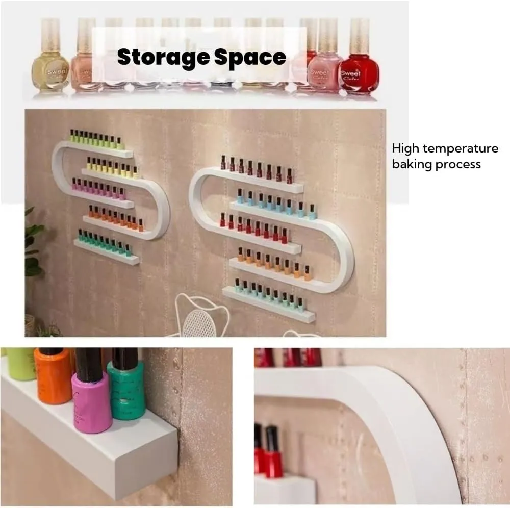 U-Shaped Nail Polish Organizer Wall, Nail Polish Rack for Wall, Wall-Mounted Perfume Wall Shelf, Nail Polish Holder for Nail Beauty Salon Retail Shop(White,8-Piece Set)
