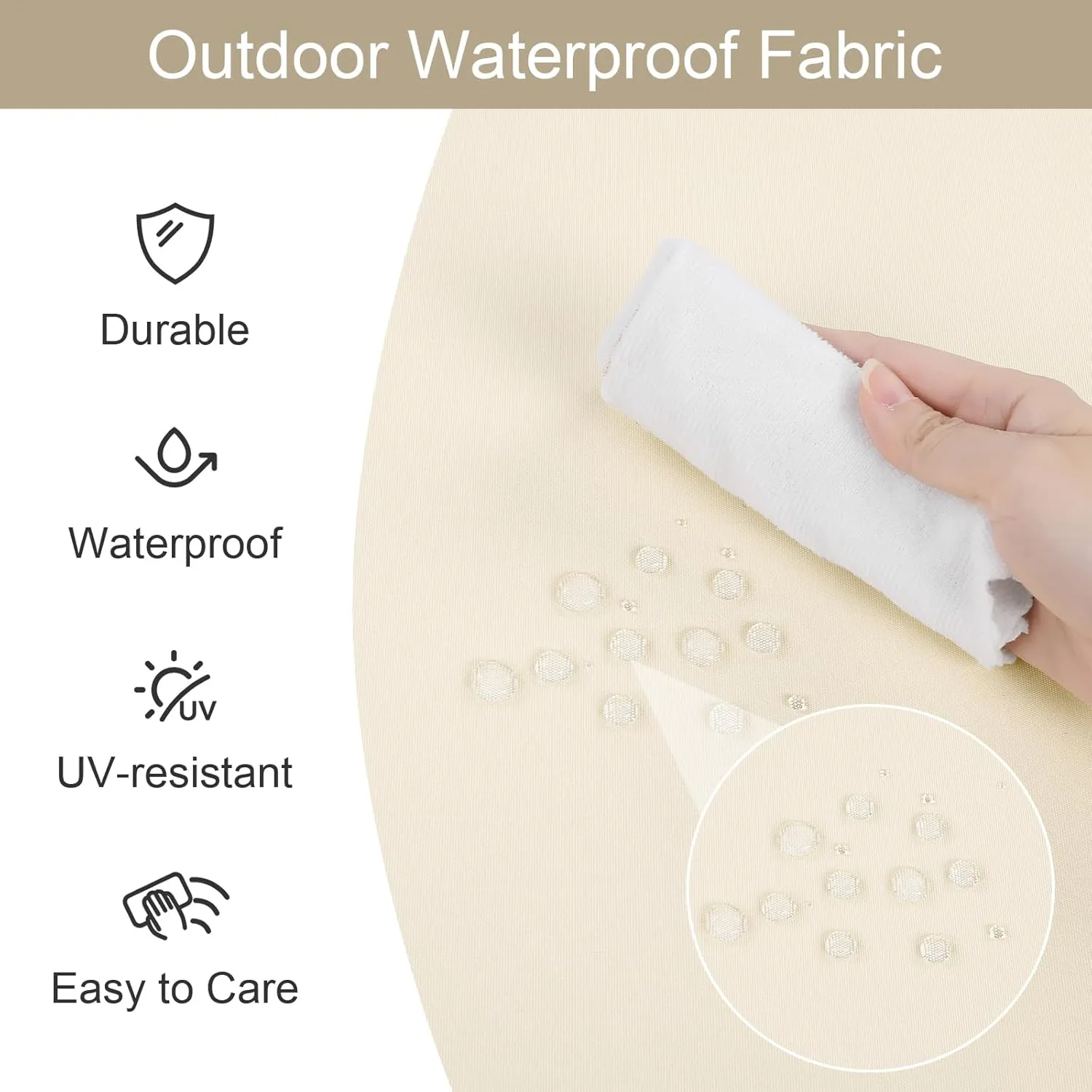 U'Artlines Outdoor Patio Cushion Covers Replacement Waterproof 24x24x4 Inch, Washable Sofa Chair Cushion Covers Seat Slipcovers for Outdoor Furniture Garden Backyard (Set of 4, Beige, Cover Only)
