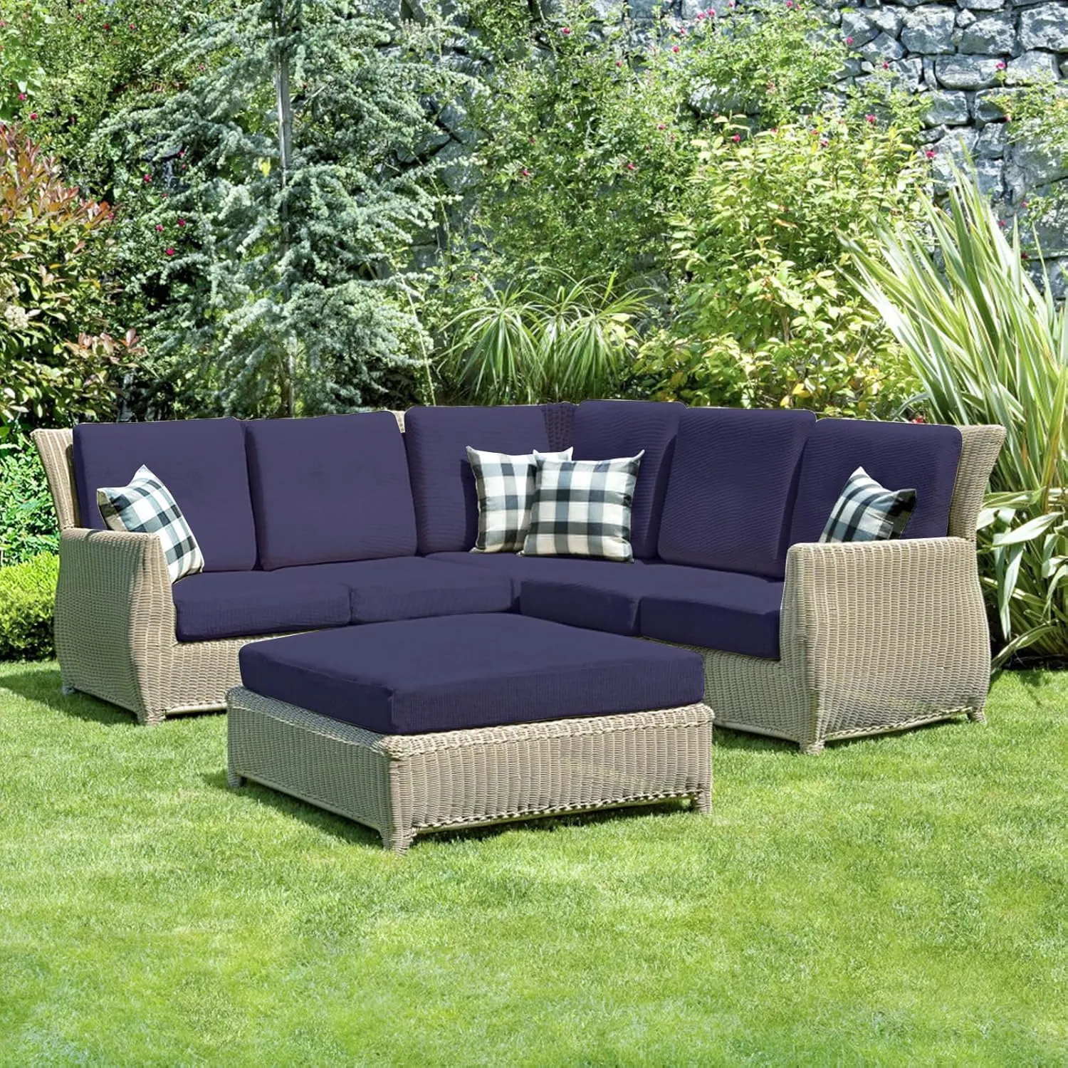 U'Artlines Outdoor Patio Cushion Covers Replacement Waterproof 24x24x4 Inch, Washable Sofa Chair Cushion Covers Seat Slipcovers for Outdoor Furniture Garden Backyard (Set of 4, Blue, Cover Only)