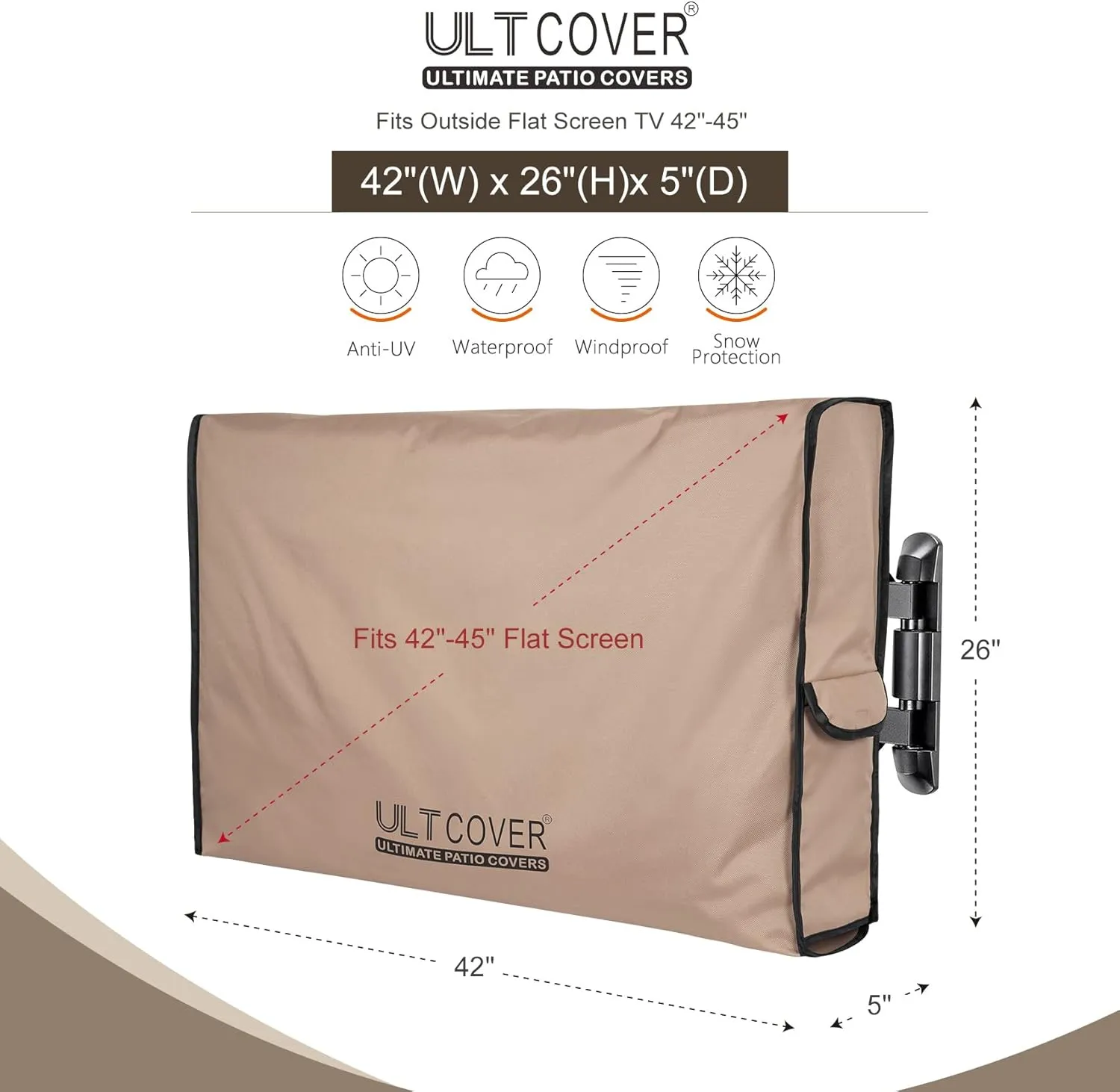 ULTCOVER Waterproof Outdoor TV Cover for 42-45 inch Outside Flat Screen Televisions