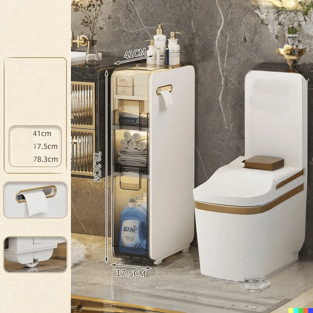 Ultra Narrow Bathroom Storage Cabinet - Multi-Layer Organizer
