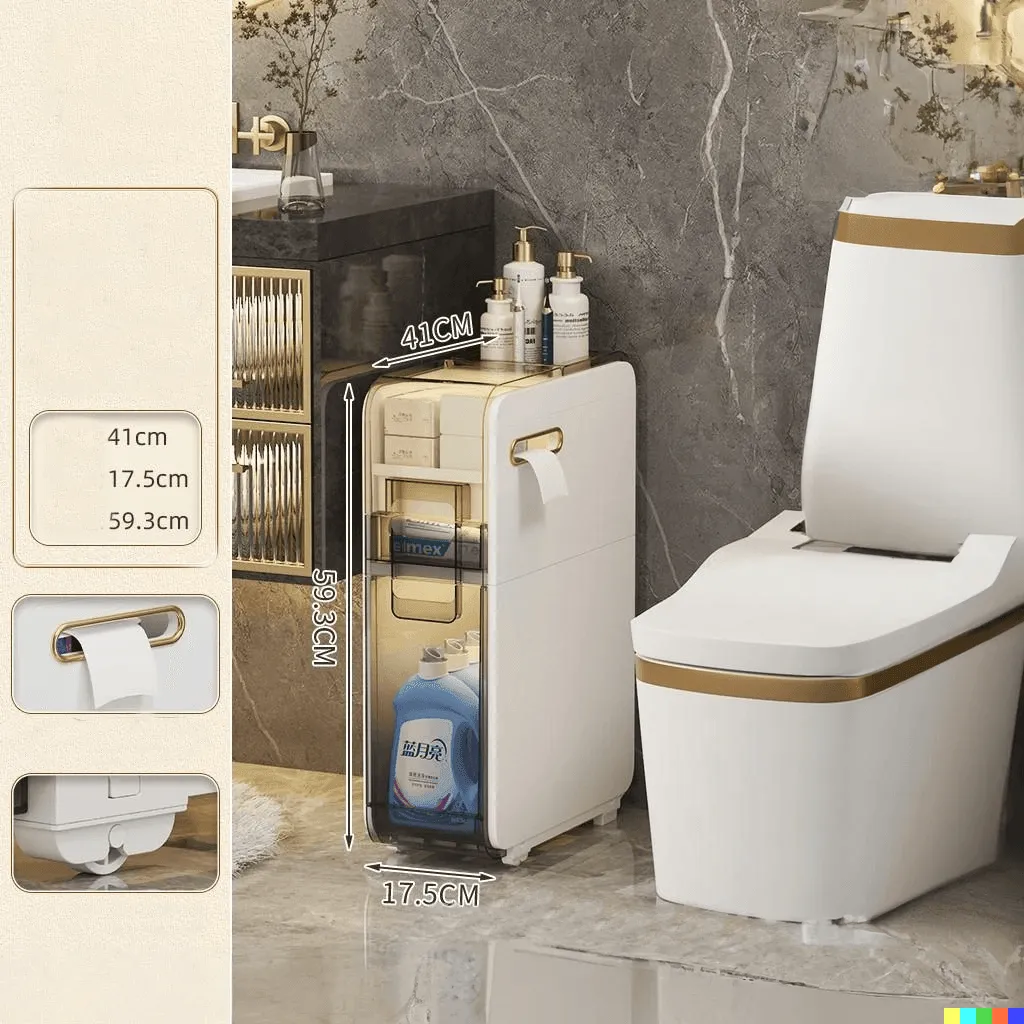 Ultra Narrow Bathroom Storage Cabinet - Multi-Layer Organizer