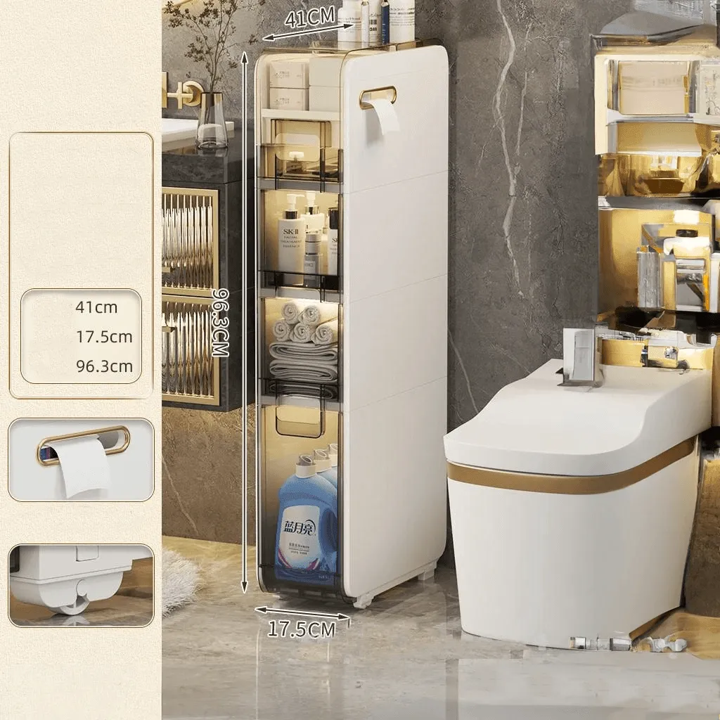 Ultra Narrow Bathroom Storage Cabinet - Multi-Layer Organizer