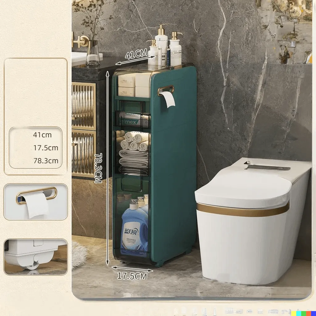Ultra Narrow Bathroom Storage Cabinet - Multi-Layer Organizer
