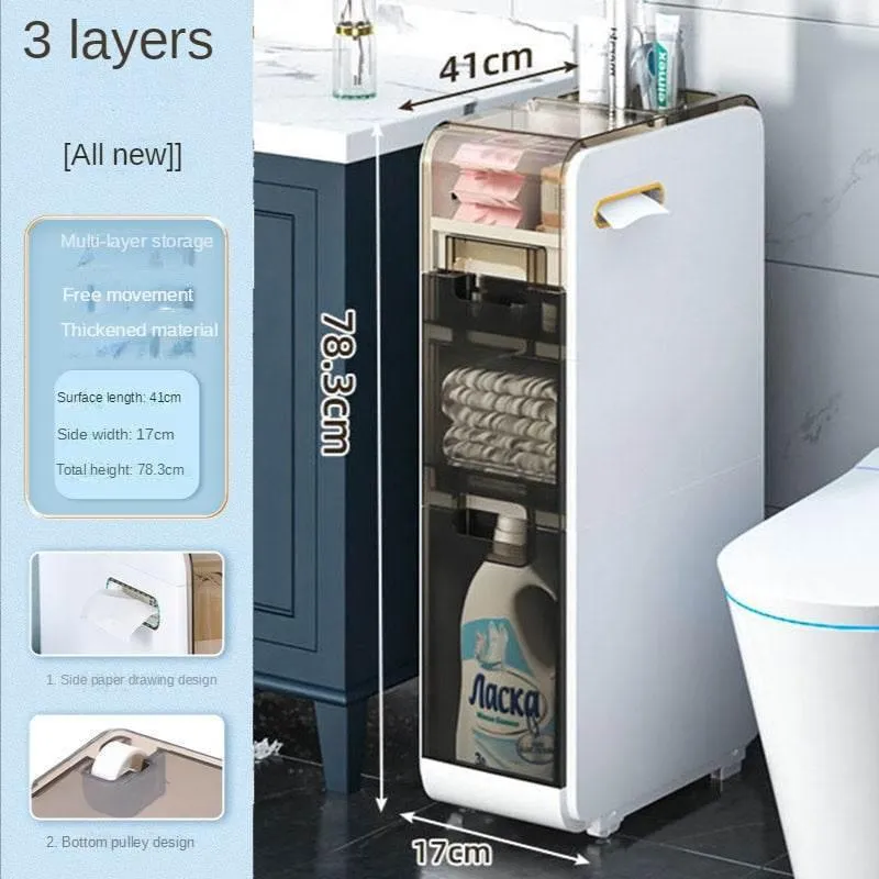 Ultra Narrow Bathroom Storage Cabinet - Multi-Layer Organizer