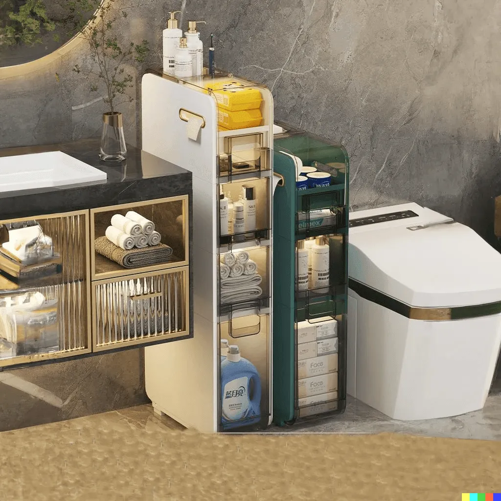 Ultra Narrow Bathroom Storage Cabinet - Multi-Layer Organizer
