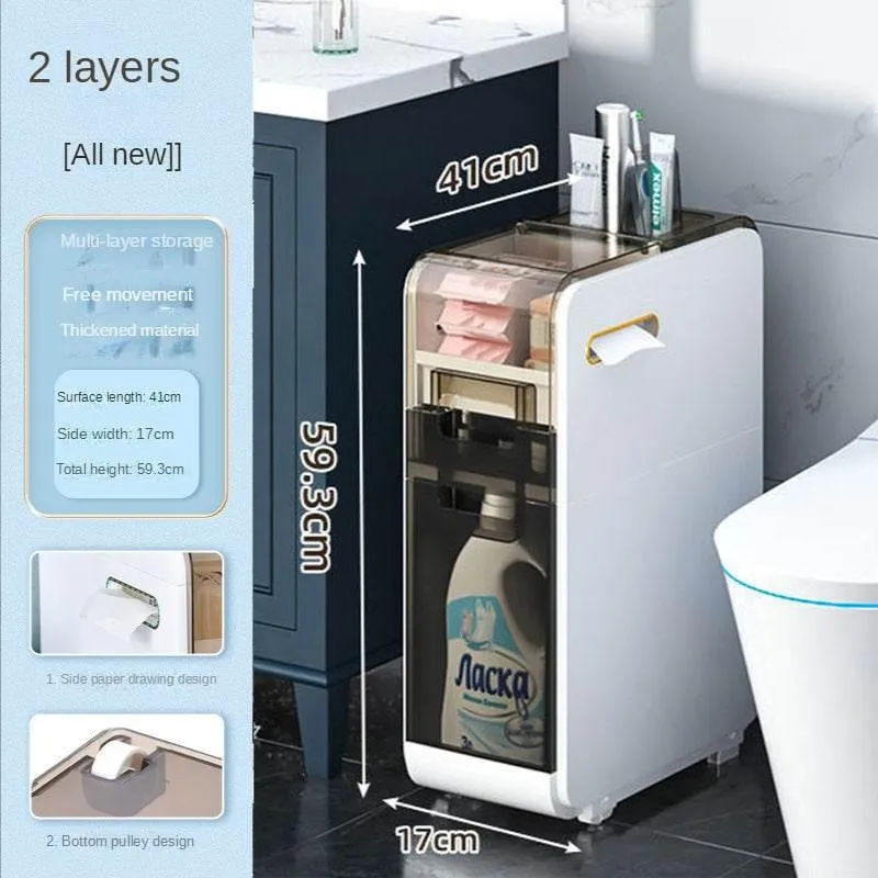 Ultra Narrow Bathroom Storage Cabinet - Multi-Layer Organizer