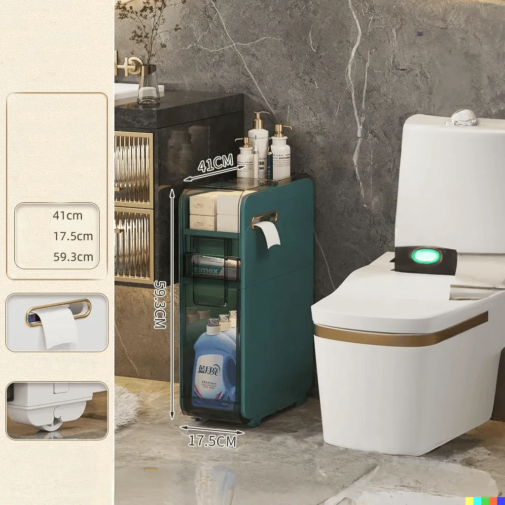 Ultra Narrow Bathroom Storage Cabinet - Multi-Layer Organizer