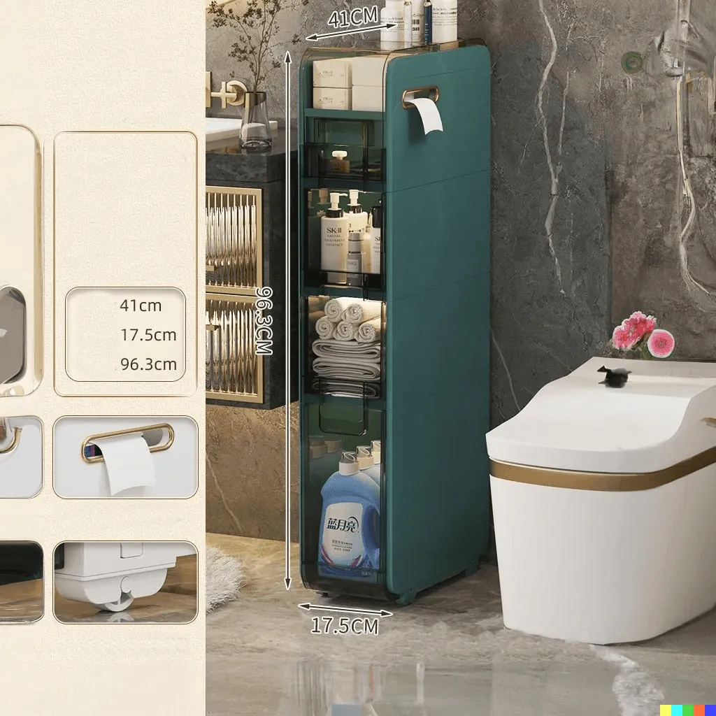 Ultra Narrow Bathroom Storage Cabinet - Multi-Layer Organizer