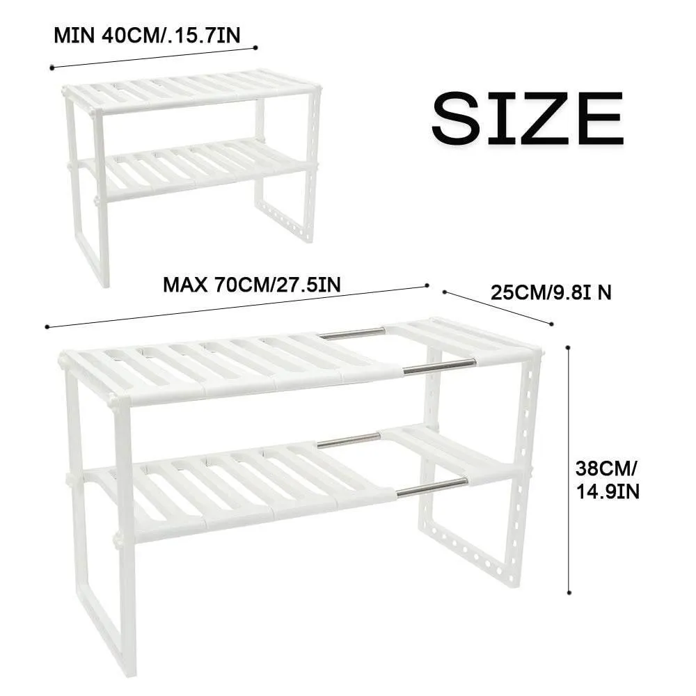 Under Sink Organizer Rack - Adjustable Space-Saving Storage Solution