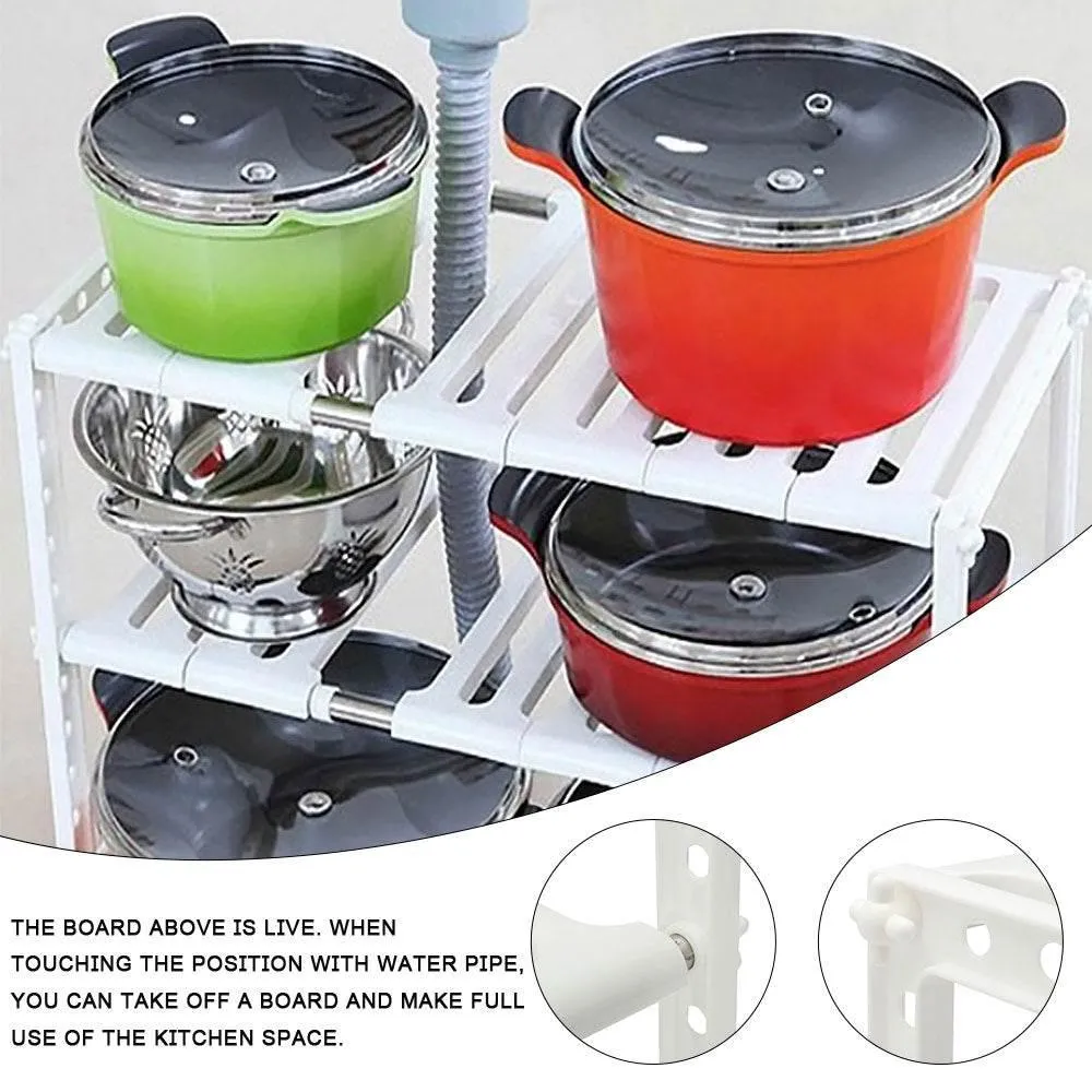 Under Sink Organizer Rack - Adjustable Space-Saving Storage Solution
