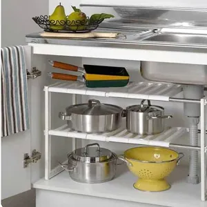 Under Sink Organizer Rack - Adjustable Space-Saving Storage Solution