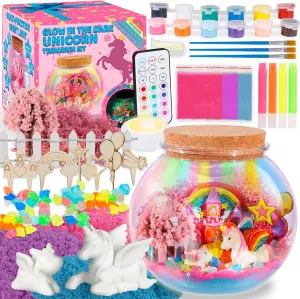 Unicorn Terrarium Kit for Kids - Arts & Crafts Activities Sets With Glow in The Dark Painting - DIY Unicorn Toys Birthday Gifts for Girls Age 5, 6, 7, 8, 9, 10, 11 & 12 Year Old(Unicorn Terrarium)