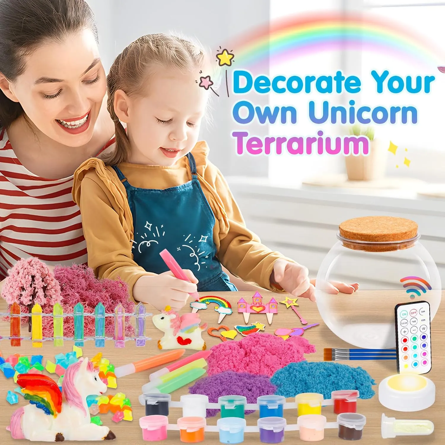 Unicorn Terrarium Kit for Kids - Arts & Crafts Activities Sets With Glow in The Dark Painting - DIY Unicorn Toys Birthday Gifts for Girls Age 5, 6, 7, 8, 9, 10, 11 & 12 Year Old(Unicorn Terrarium)