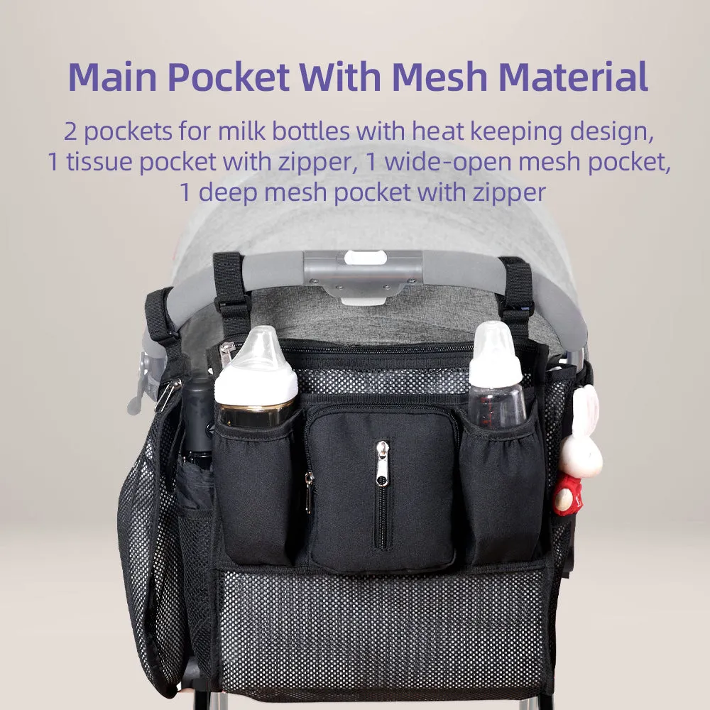 Universal Stroller Organizer Bag Set - Customizable, Insulated & Waterproof