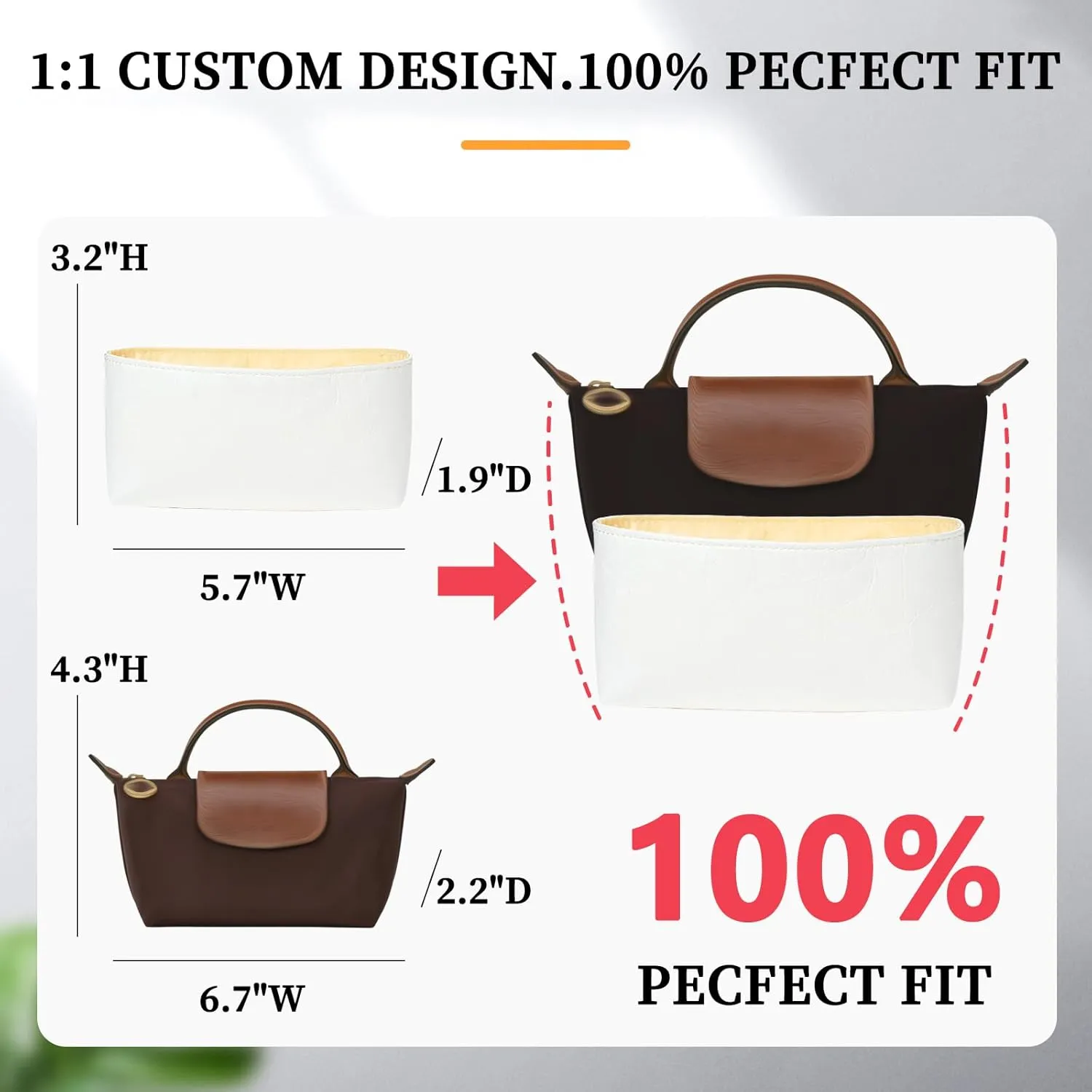 Upgraded Purse Organizer Insert Compatible with Longchamp Le Pliage Mini and More, Ultra-light Waterproof DupontPaper and Silk Handbag Inner for Luxury Bags (White, XS-5.71 * 1.77 * 3.15in)