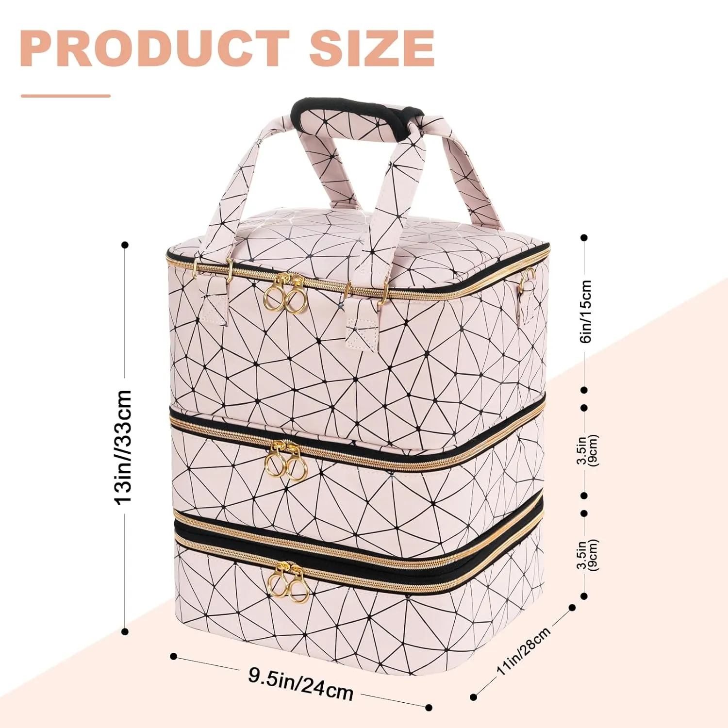 Uross Nail Polish Organizer Bag Holds 84 Bottles Nail Polish & Nail Lamp,Large Gel Nail Polish Organizers and Storage box for Nail Tech, Nail Kit Supplies Organizer Case-Lightpink