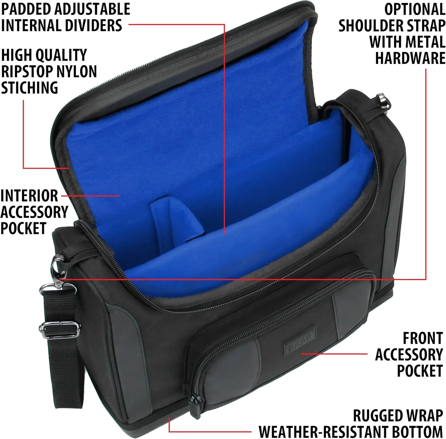 USA Gear Small Messenger Bag Compatible with Microsoft Surface Pro 11th Gen, Surface Pro 10, 9, 8 - Shoulder Bag Travel Tablet Case Fits Laptop Accessories, Charger, Keyboard, Mouse (Blue)