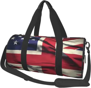 USA Uk Flag Duffle Bag for Women Men Personal Item Travel Bag Canvas Weekender Overnight Bag Lightweight Sports Tote Gym Bag Carry On Luggage Bag